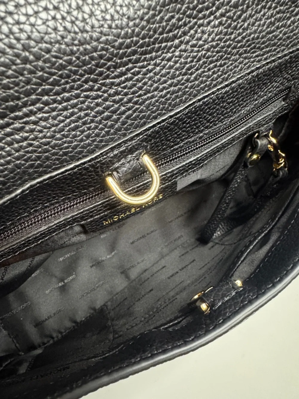 Michael Kors Bristol Black Metallic Gold Snake Embossed Leather Purse Bag - Picture 10 of 10